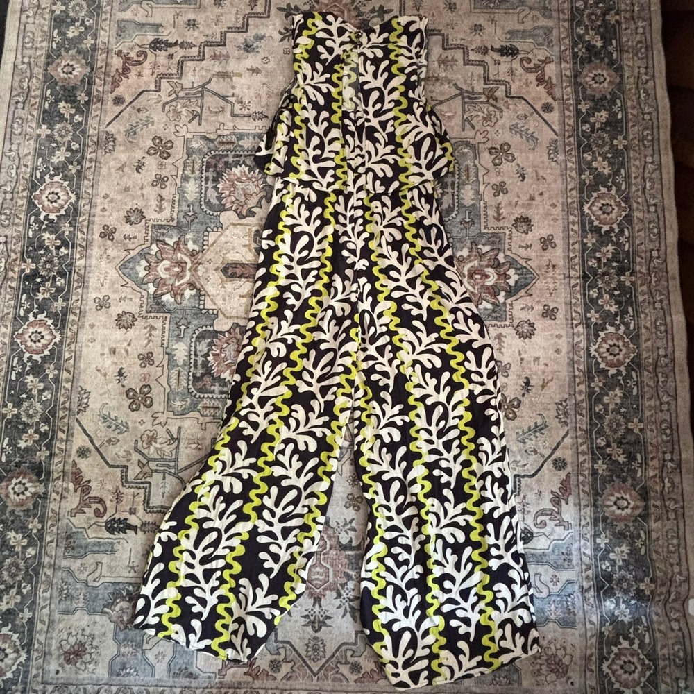 Phase Eight Abstract Print Wide Leg Jumpsuit Black Green Resort Vacay UK 10 US 6 - Picture 3 of 15